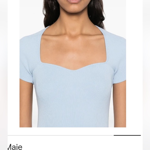 Light Blue Ribbed Short Sleeve Top - Picture 5 of 8